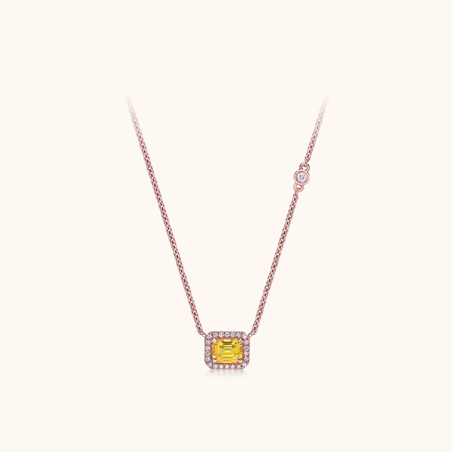 Sapphire & Diamond Halo Pendant Necklace