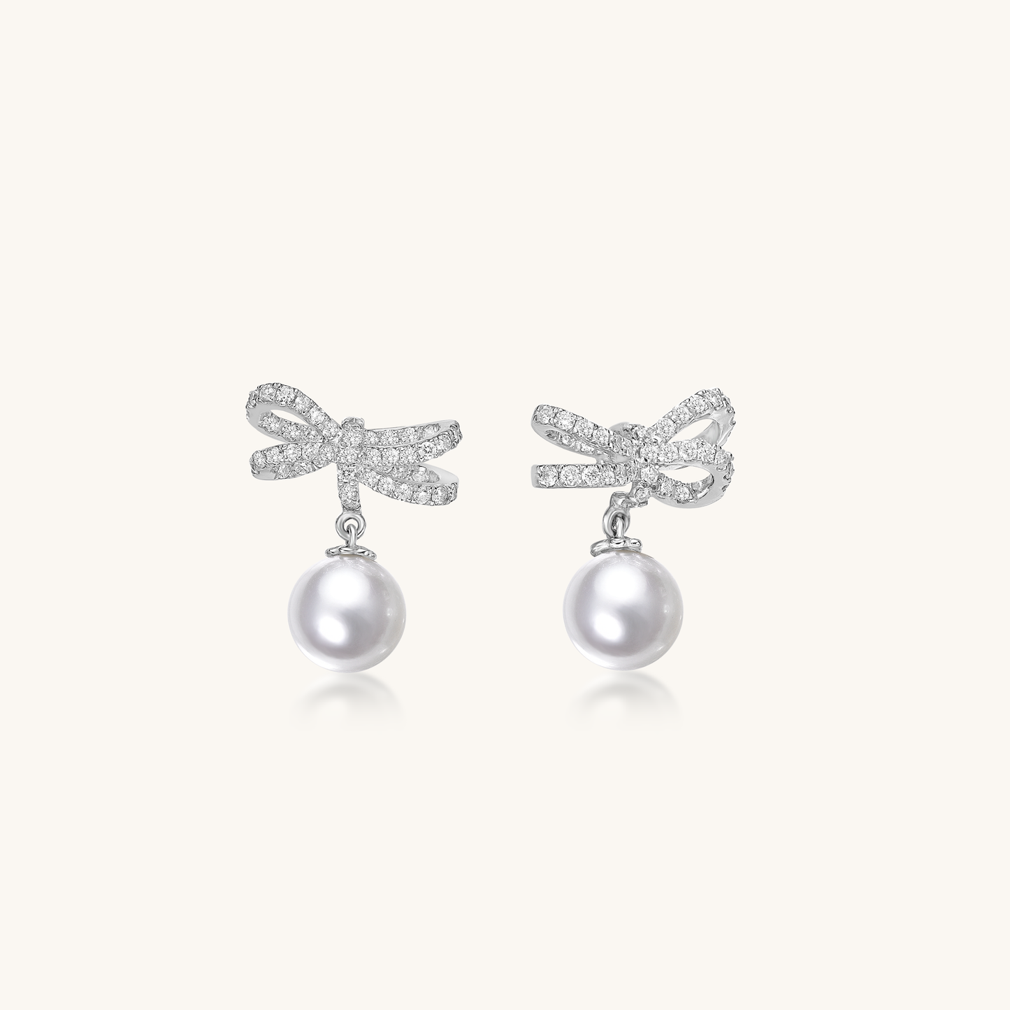 South Sea Pearl & Diamond Ribbon Earrings