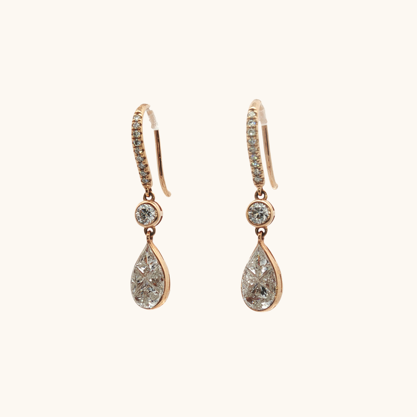 Pear Illusion Diamond Drop Earrings