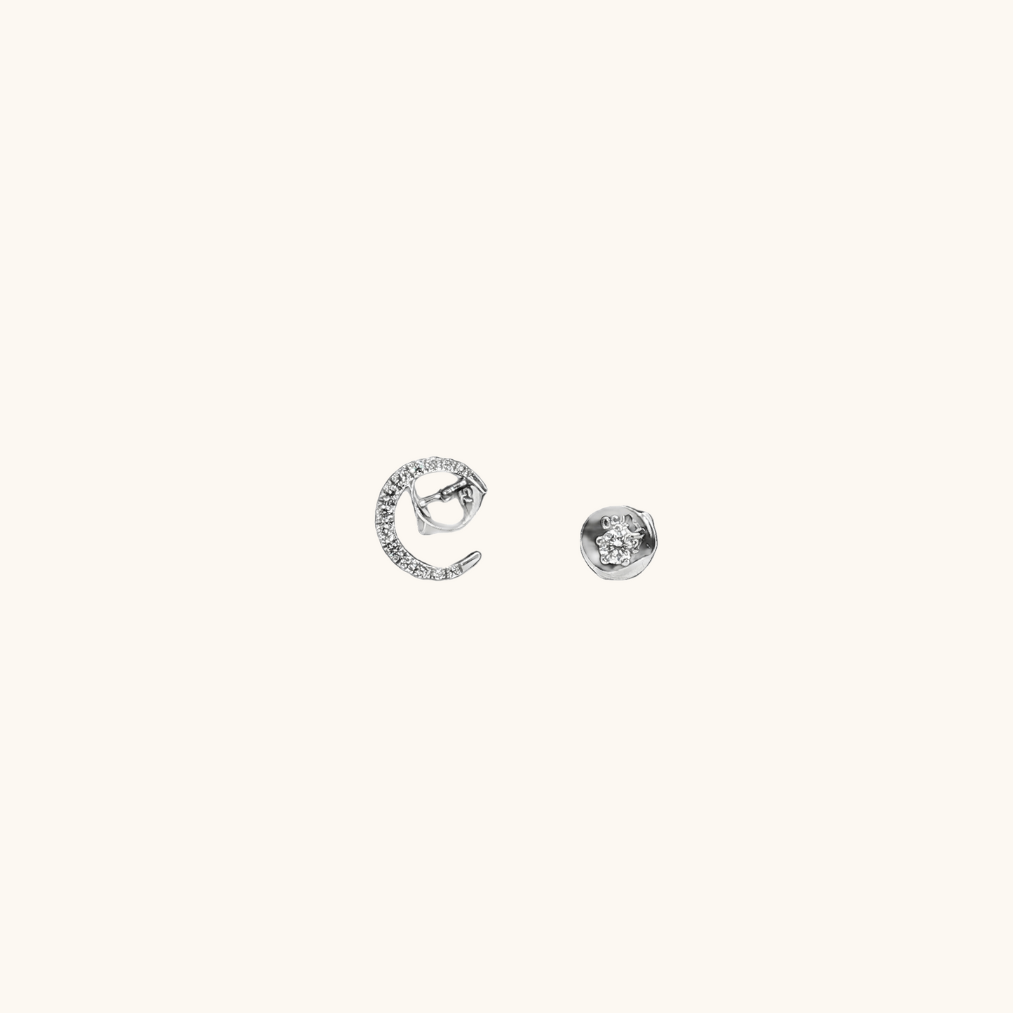 Diamond Moon Stud Earrings