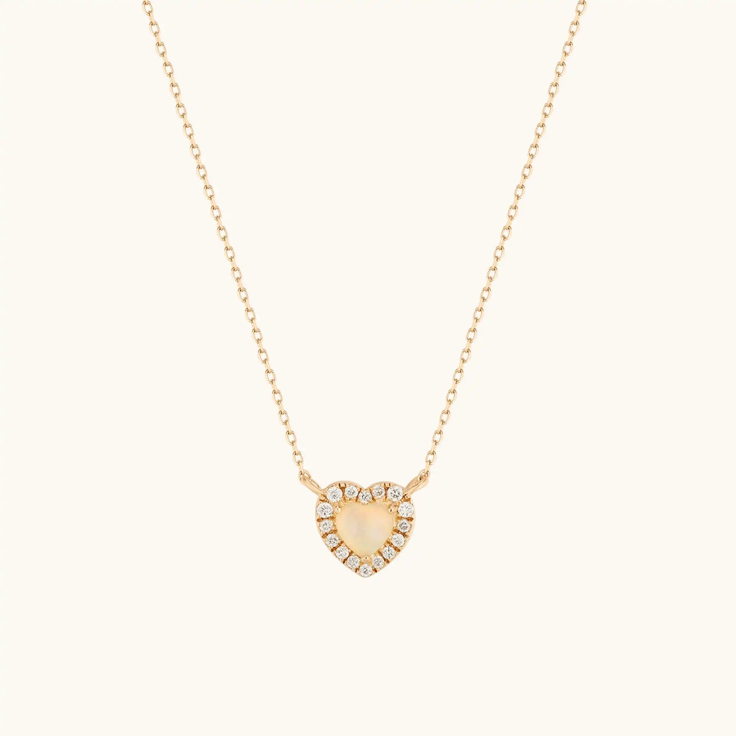 Petite Opal Heart & Diamond Necklace