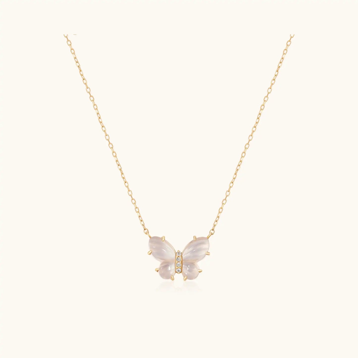 Petite Moon Stone Butterfly Necklace