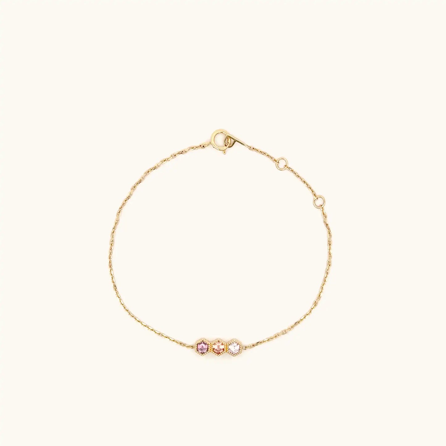 Colourful Sapphire Hexagon Trio Bracelet