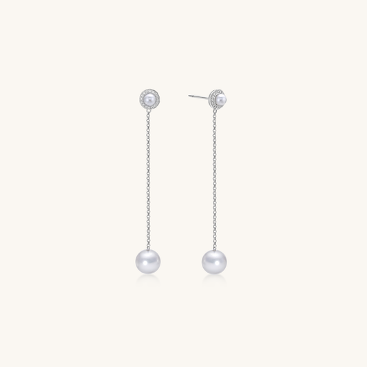 Pearl & Diamond Drop Earrings