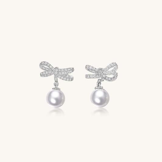 South Sea Pearl & Diamond Ribbon Earrings