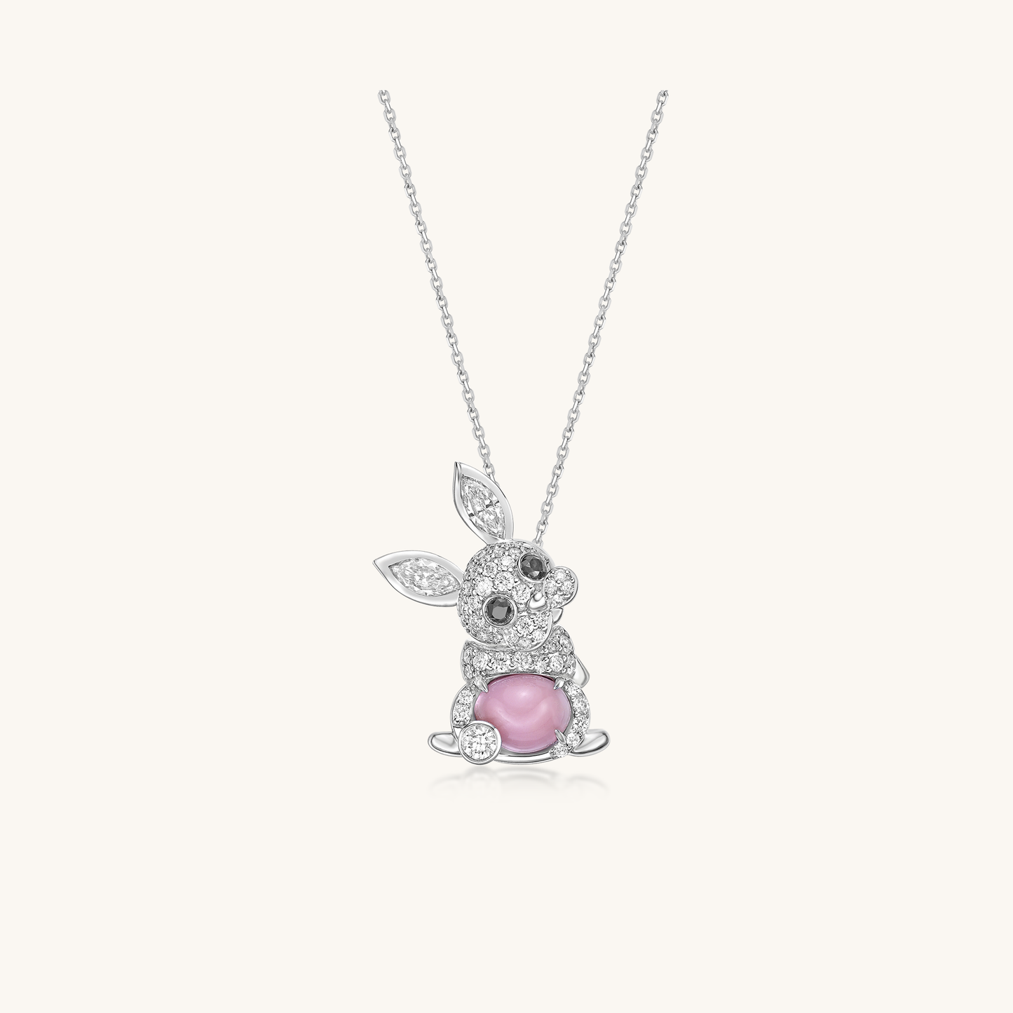 Conch Pearl & Diamond Rabbit Pendant