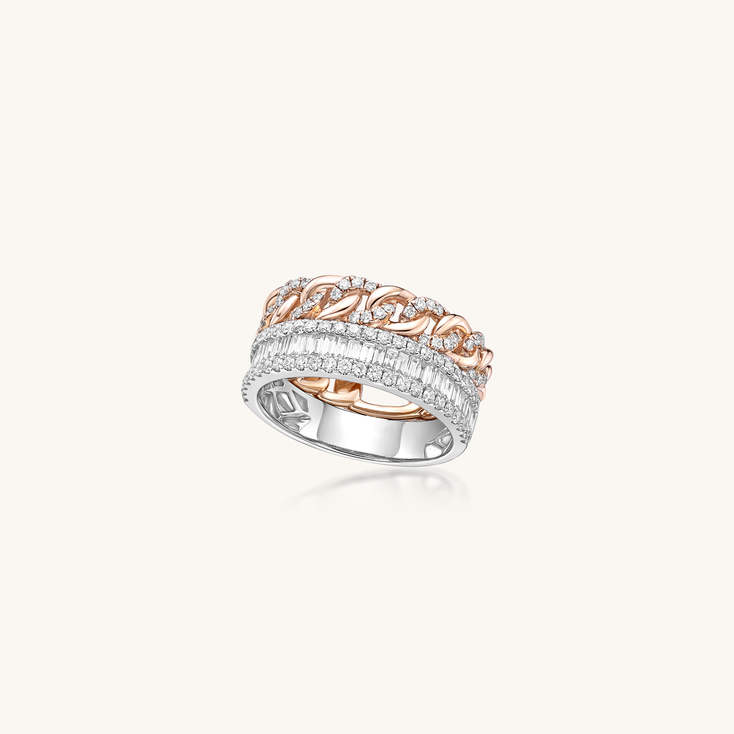 Dazzling Brilliance: Cuban and Baguette Diamond Eternity Ring