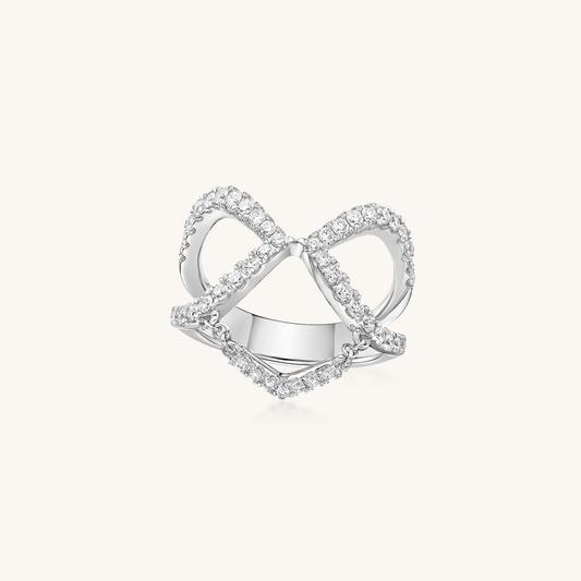 Glimmering Dance: Diamond Ring with Suspended Motion