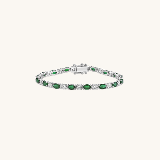 Oval Emerald and Diamond Bracelet