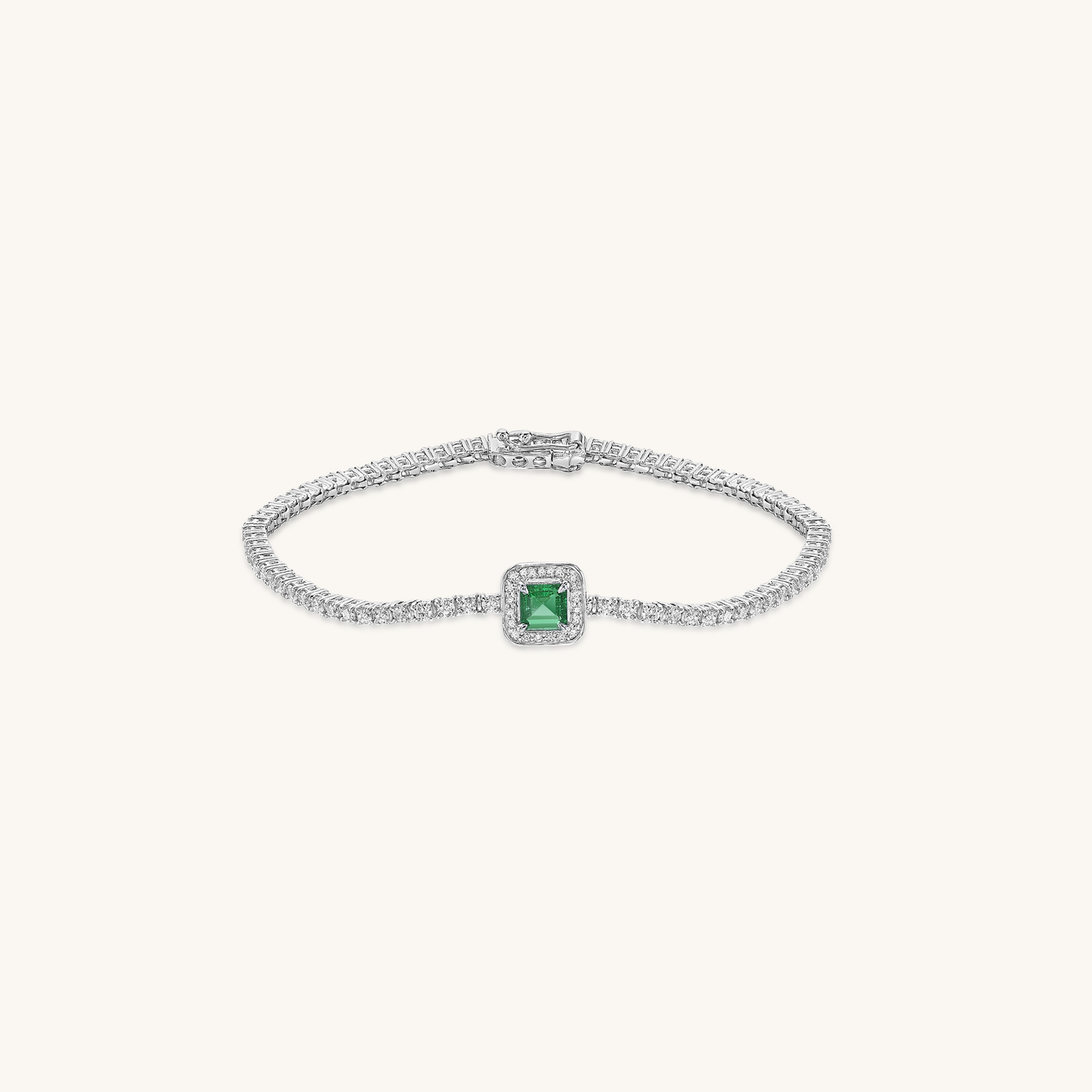 Emerald and Diamond Halo Bracelet