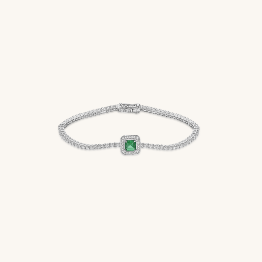 Emerald and Diamond Halo Bracelet