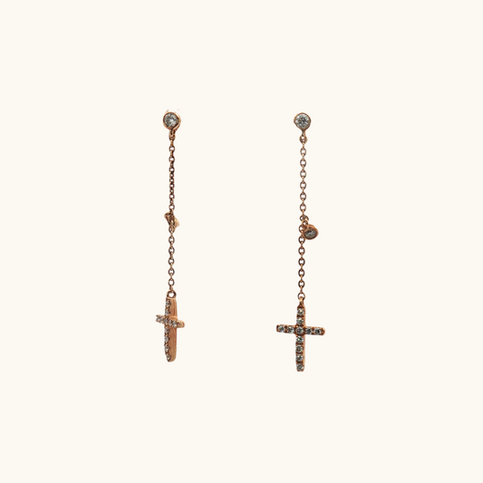 Dia Cross Drop Earrings