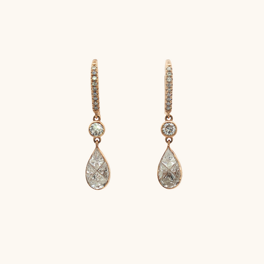 Pear Illusion Diamond Drop Earrings