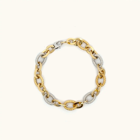 Bold Elegance Two-Tone Gold Chain Bracelet