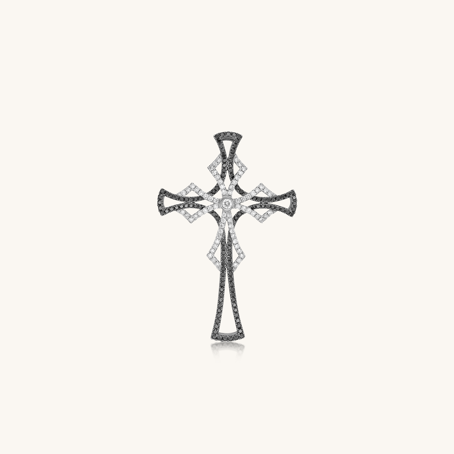 Black & White Diamond Cross Pendant