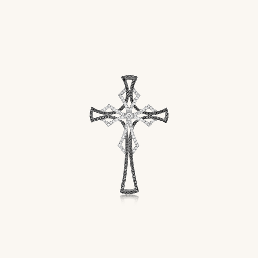 Black & White Diamond Cross Pendant