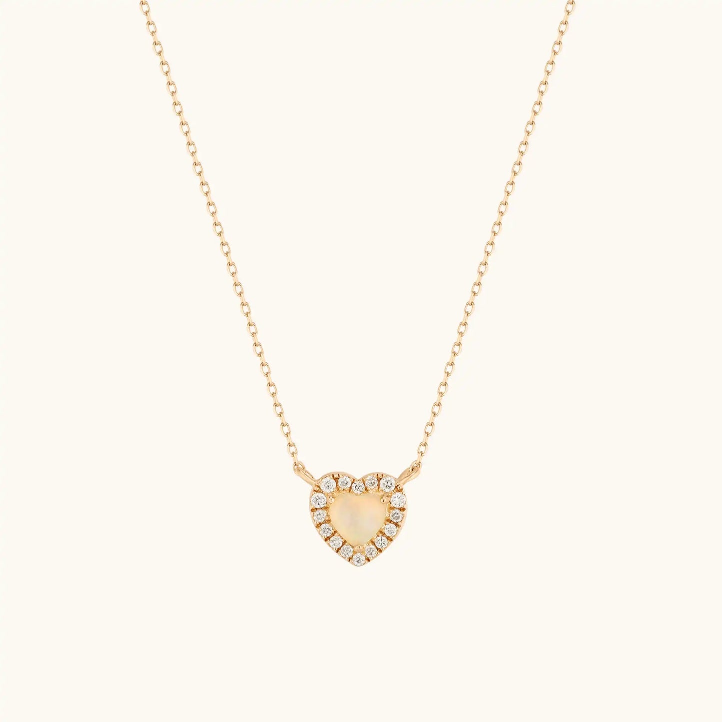 Petite Opal Heart & Diamond Necklace