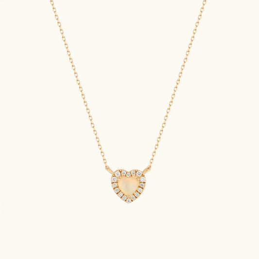 Petite Opal Heart & Diamond Necklace