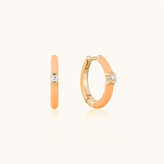 Petite Single Diamond Enamel Earrings