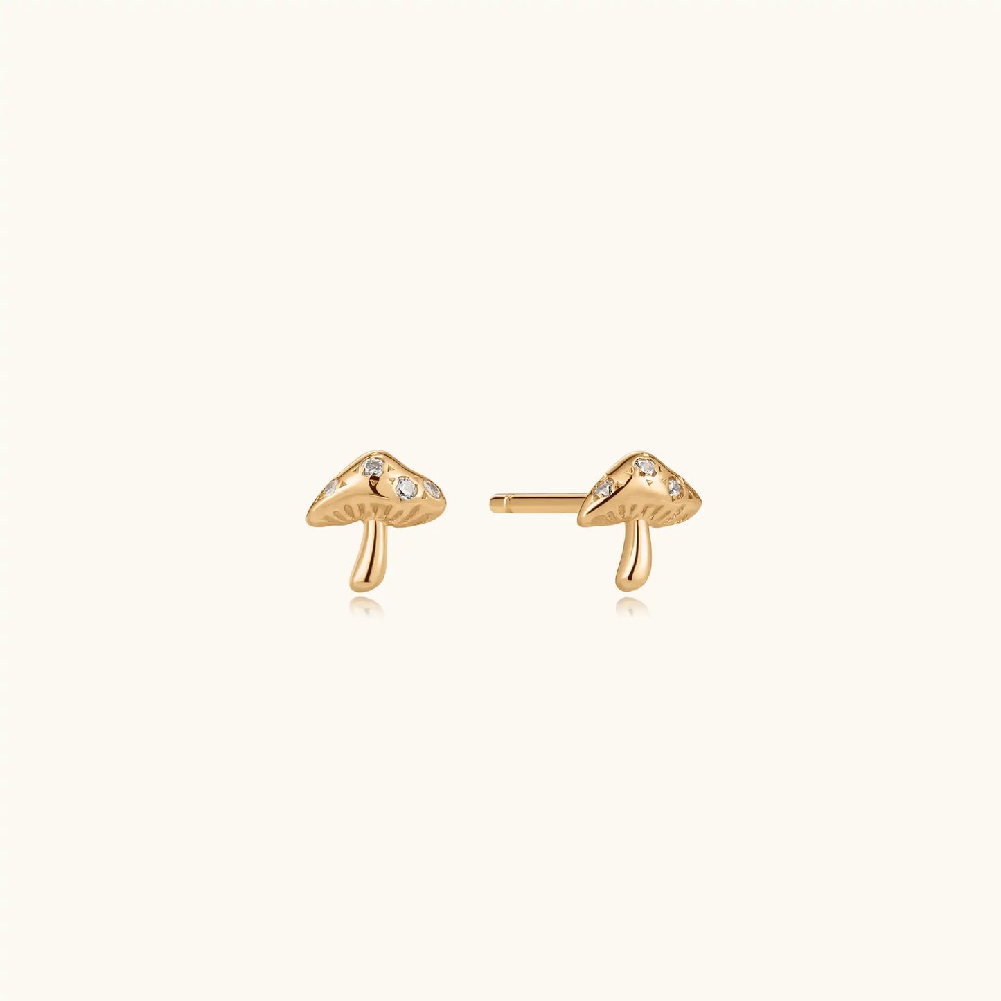 Petite Mushroom & Diamond Stud Earrings