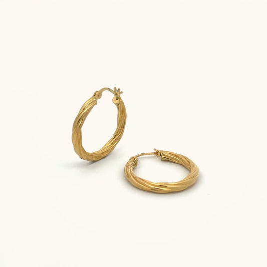 Twisted Gold Hoop Earrings
