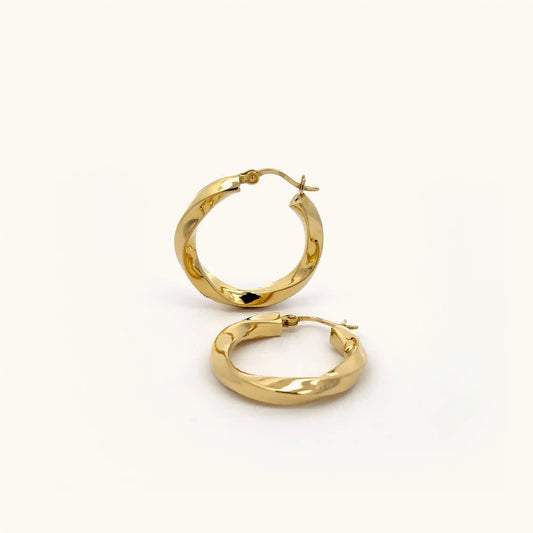 Gold Twisted Hoop Earrings
