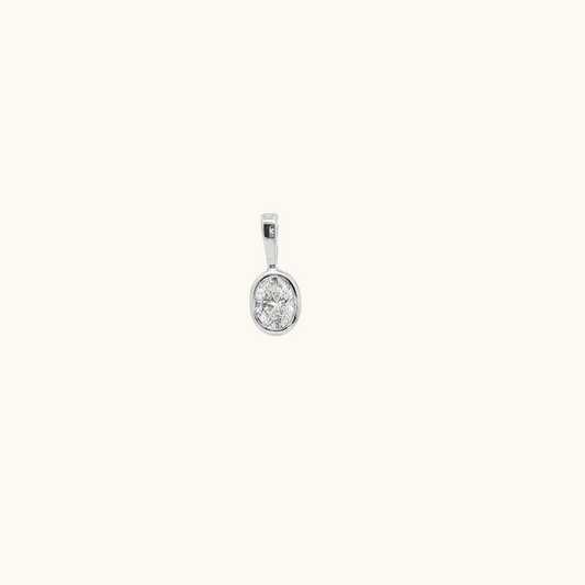White Gold Oval Diamond Pendant