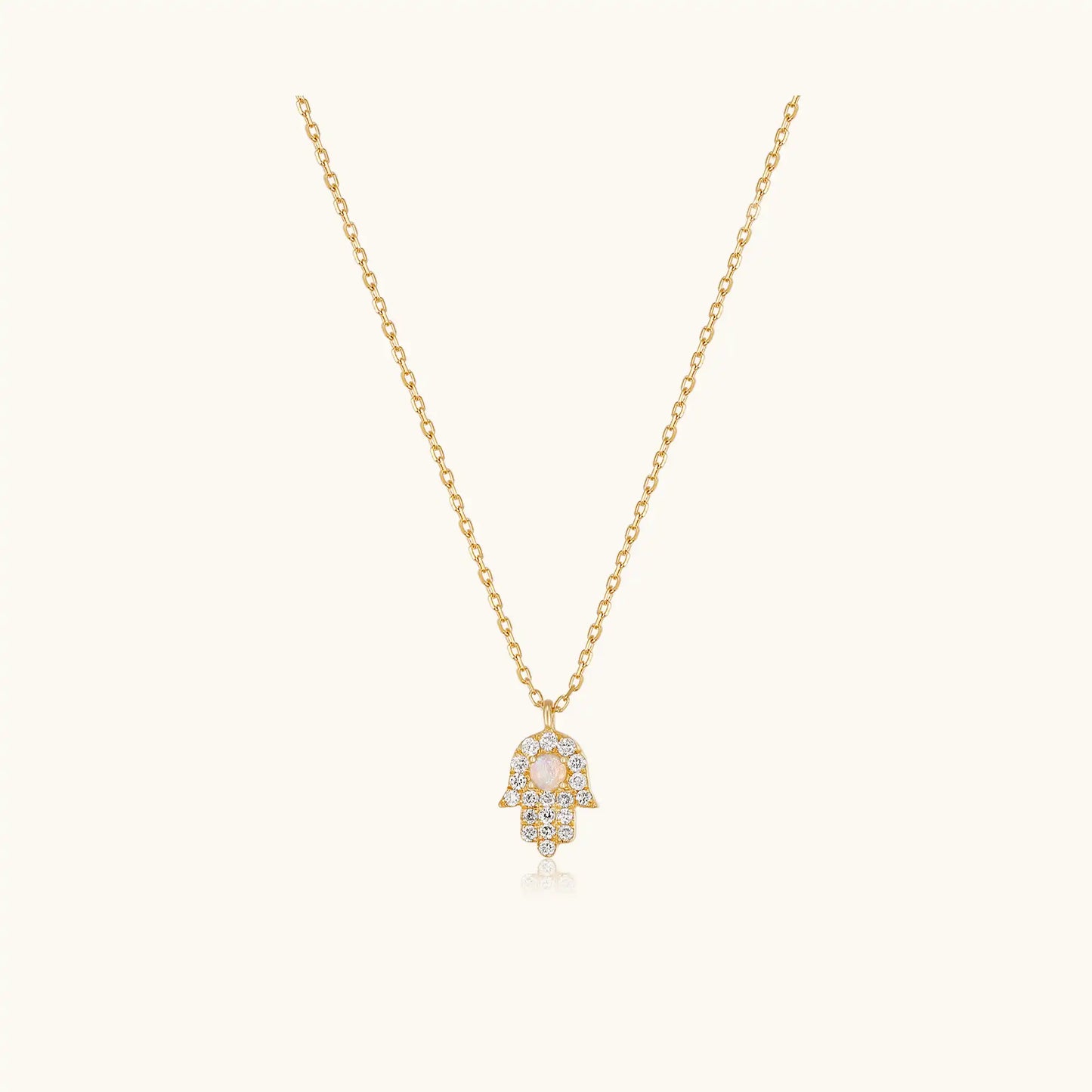 Petite Hamsa & Diamond Necklace