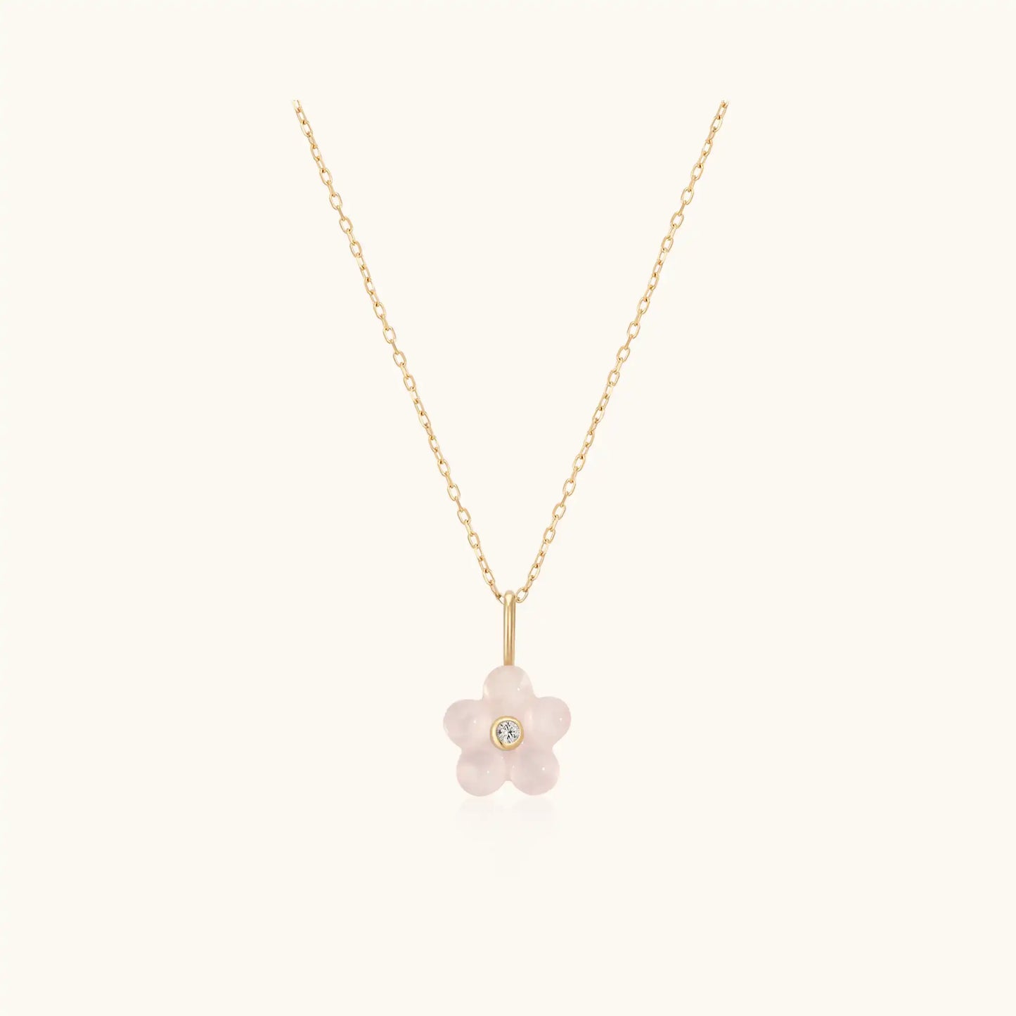 Petite Rose Quartz Flower Necklace