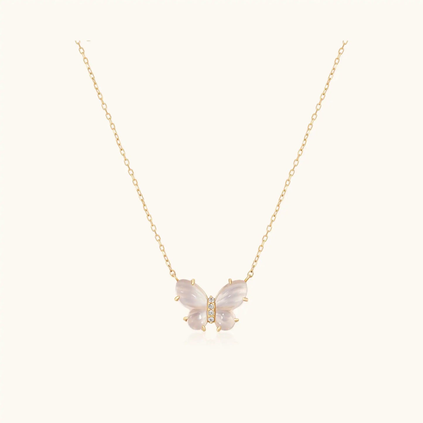 Petite Moon Stone Butterfly Necklace