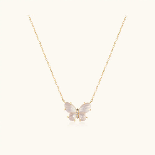 Petite Moon Stone Butterfly Necklace
