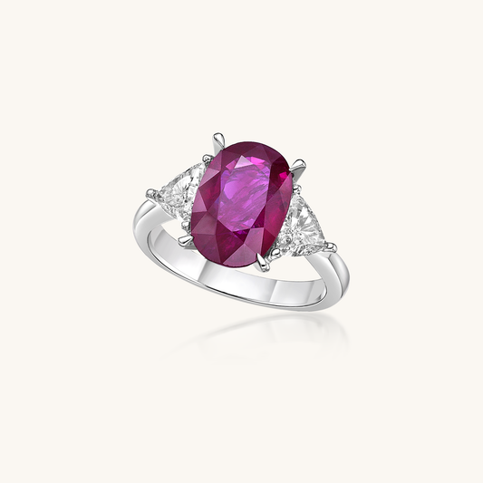 Radiant Crimson Treasures: Oval Ruby Diamond Ring