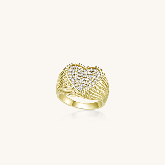 Diamond Heart Signet Ring