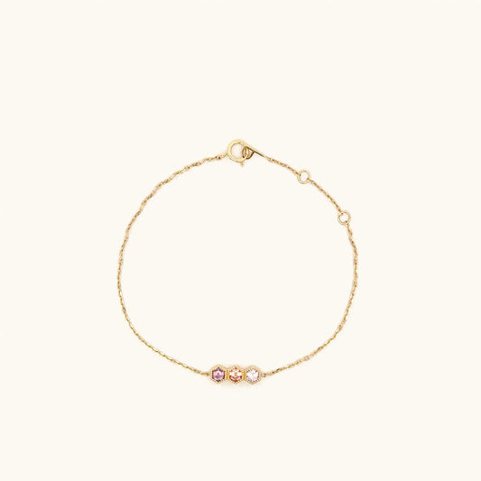 Colourful Sapphire Hexagon Trio Bracelet
