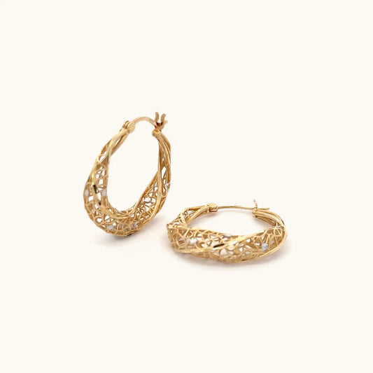 Two-Tone Gold Hoop Earrings