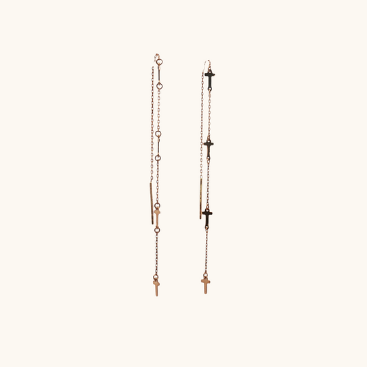 Cross Chain Earrings