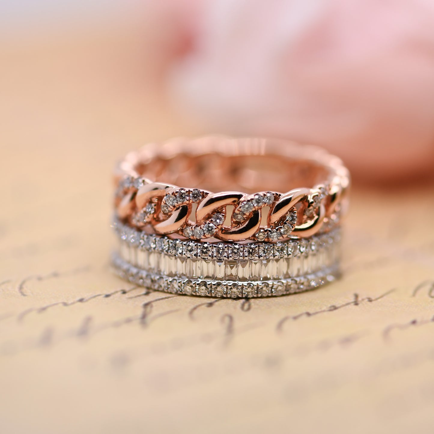 Dazzling Brilliance: Cuban and Baguette Diamond Eternity Ring